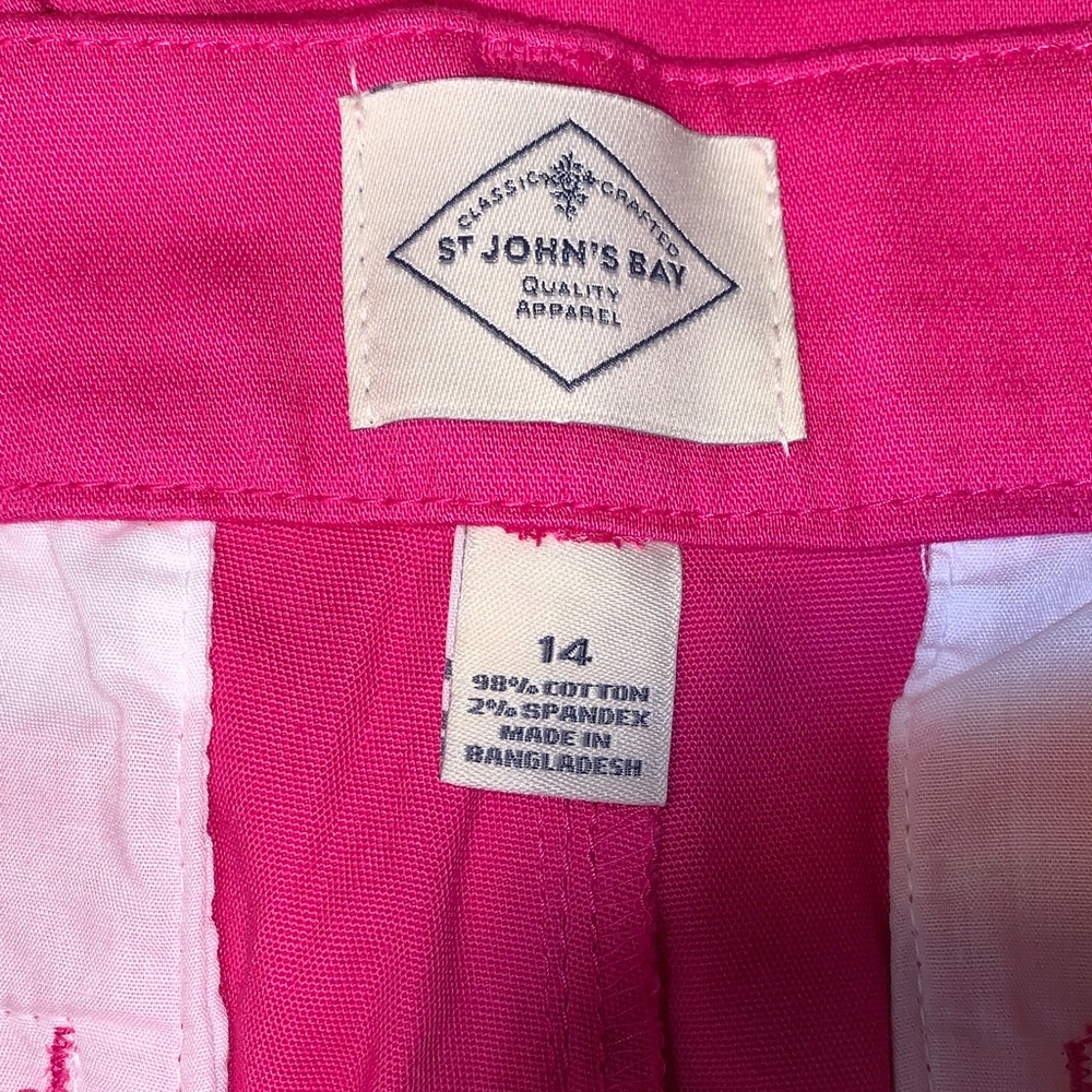 St. John’s Bay Secretly Slender Raspberry Rose Bermuda Shorts - Picture 2 of 10
